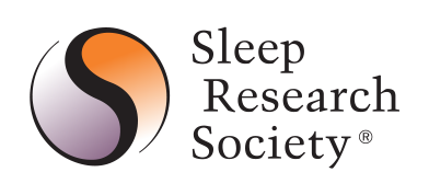 Sleep Research Society logo featuring a circular design with black, orange, and purple sections, next to the text 