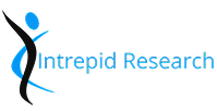 Logo with a stylized human figure beside the text "Intrepid Research" in blue font on a light background.