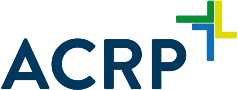 ACRP logo featuring large blue letters and a geometric design with green, blue, and yellow lines forming a cross shape in the upper right corner, symbolizing Intrepid Research's commitment to innovation.